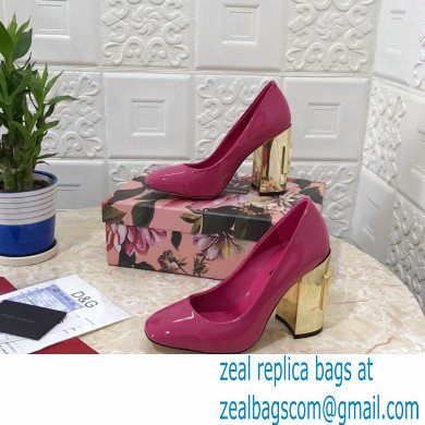 Dolce  &  Gabbana Heel 10.5cm Patent Leather Pumps Fuchsia with DG Karol Heel 2021